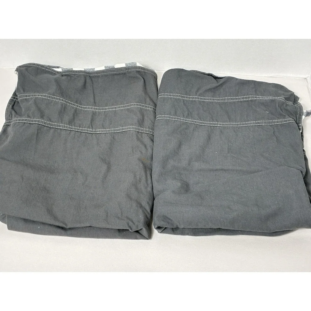 Eddie Bauer Home Lot Of 2 standard size‎ pillow pillowcases Gray Plaid Cotton